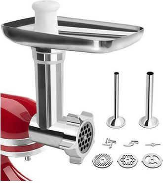 OEM Accesorios Para Picadora De Carne Kitchenaid, Picadora De Carne Kitchenaid Para Batidora De Pie, Con 3 Discos De Molienda Y 2 Tubos Para Embutir Para 