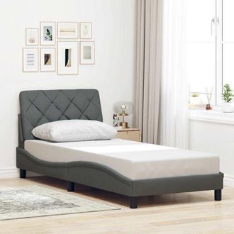 vidaXL Estructura De Cama Sin Colch&oacute;n Tela Gris Oscuro 90x190 Cm Vidaxl