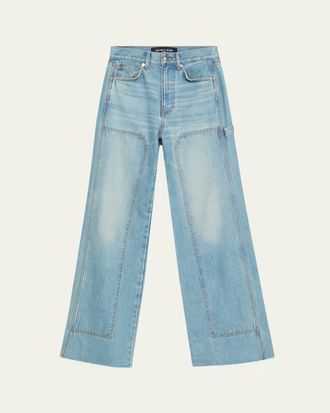 Veronica Beard Taylor Wide-Leg Jeans with Chaps