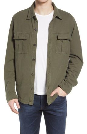 AG - Adriano Goldschmied Mens Elias Military Cotton Overshirt in Infantry Green at Nordstrom, Size Medium