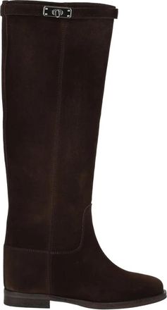 Via Roma 15 Stivale Con Lucchetto - Dames - Hoge Laarzen - Bruin - 38 EU - Leer - Schoenen