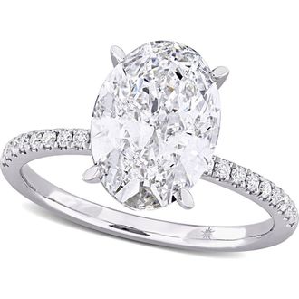 Allurez Oval Cut Lab Diamond Engagement Ring 14K in 3.16Ct/white Gold at Nordstrom, Size 8.5