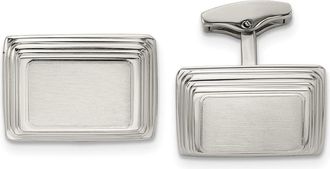 Diamond2Deal Stainless Steel Brushed and Polished Rectangle Cufflinks