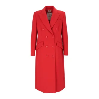 Elisabetta Franchi Double-Layer Crepe Coat - Dames - Pakken - Rood - Maat: M Leer