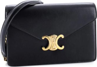 Celine Margo Triomphe Wallet on Chain Leather crossbody bag - Zwart