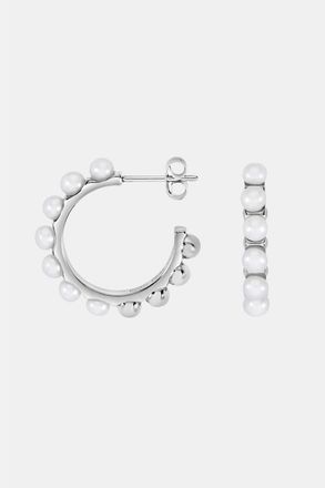 Dower & Hall Large White Timeless Pearl Hoops in Sterling Silver at Nordstrom