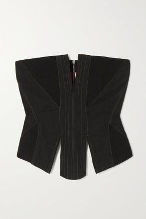 Dion Lee Corsetto Senza Spalline In Faille E Misto Cotone A Coste Split Rib - Nero