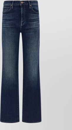 Mother kick it straight jeans faded stitch detail