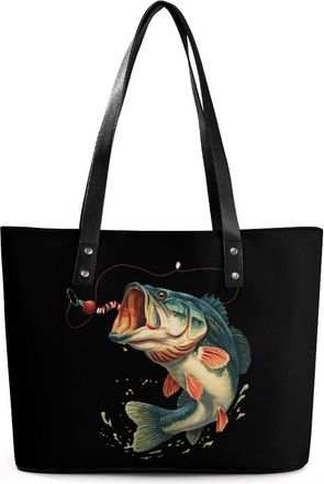 Generic Bass Fishing Tote Bags for Women Cute Shoulder Purses Handbags