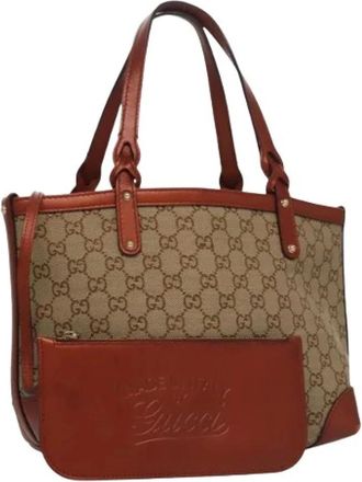 Gucci Pre-owned Handbags, female, Beige, Size: ONE SIZE Pre-owned Canvas Handbag