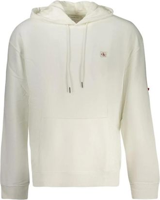 Calvin Klein Hoodies, male, White, Size: 2XL Cotton Crewneck Sweatshirt