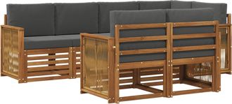 vidaXL Conjunto De Sof&aacute;s De Exterior 6 Uds. Natural Y Antracita Vidaxl