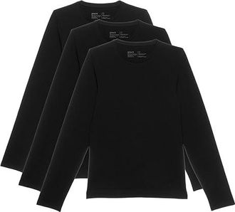 Pact Cool Stretch Long Sleeve Crew Undershirt 3-Pack Mens Long Sleeve Pullover Black : LG, Cotton/Elastane