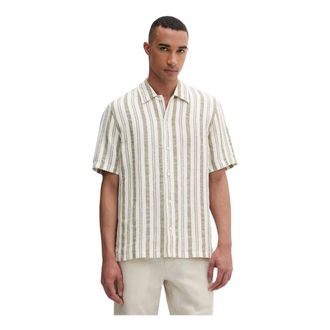 Marc O'Polo Overhemden, Heren, Veelkleurig, M, Linnen, Gestreepte blouse met korte mouwen