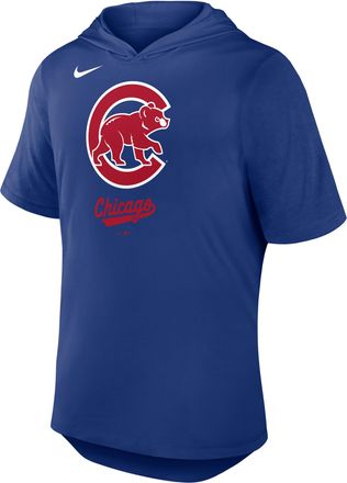 Nike Chicago Cubs Logo Nike Mens Dri-FIT MLB Hooded T-Shirt in Blue | 03NB11TUEJ-C8M