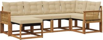 vidaXL Conjunto De Sof&aacute;s De Exterior 6 Uds. Natural Y Beige Vidaxl