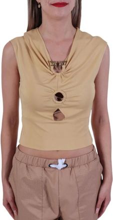 Pinko Marostica V-neck Jersey Top - Dames - Tops zonder mouwen - Geel - S - Tops