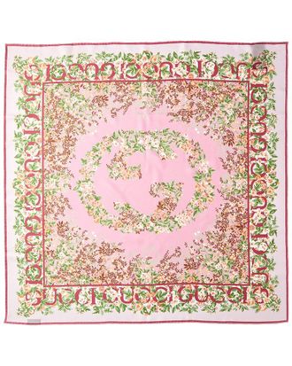 Gucci Interlocking G Floral Print Silk Scarf