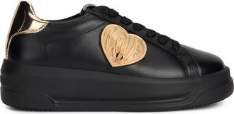 Love Moschino Sneakers met logo-embleem en hartmotief - Dames - Sneakers - Zwart - 39 EU - Leer - Schoenen