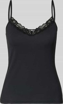 Skiny Skiny Slim Fit Top mit Spitzenbesatz in Black, Gr&ouml;&szlig;e 38