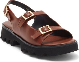 Freda Salvador Buckle Strap Sandal in Chocolate Calf at Nordstrom, Size 10.5