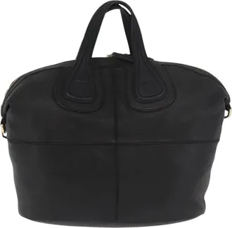 Givenchy Nightingale Satchel Leather Black Leather Handbag (Pre-Owned)