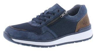 Rieker Sneaker RIEKER, Herren, Gr. 40, bunt (dunkelblau, braun), Lederimitat, Textil, kontrastfarbene Details, Schuhe Sneaker, Schn&uuml;rschuh, Halbschuh, Freize