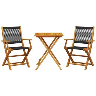 Berkfield Home 3 Piece Bistro Set Black Polypropylene & Solid Wood