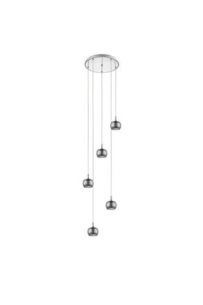 Netlighting Deni 5 Light Chrome Ceiling Spiral Pendant Cluster Pendant Ceiling Light in Grey