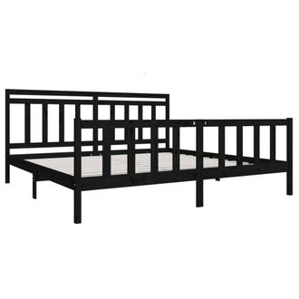 Berkfield Home Beautiful Bed Frame Black Solid Wood 200x200 cm