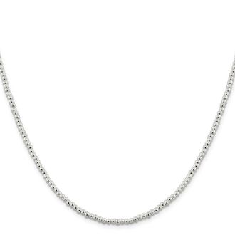 Diamond2Deal Sterling Silver 3mm Beads on Box Chain Necklace