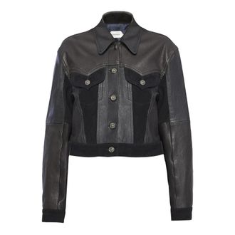 Versace Leren Slim Blouson - Dames - Leren en Su&egrave;de Jassen - Zwart - L - Leer - Jassen