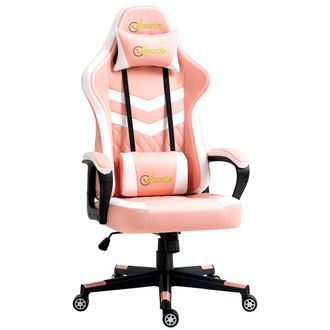 Vinsetto Racing Gaming Chair w/ Lumbar Support - Gamer Office Chair - Pink | TJ Hughes