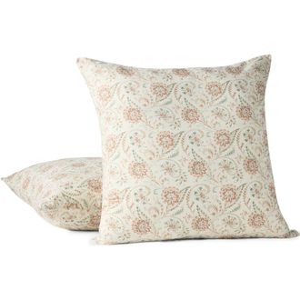 Coyuchi Ponderosa Print Throw Pillow Cover in Seafoam/Garnet at Nordstrom