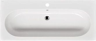 Saniclass Palermo Meubelwastafel - 100x47x3.5cm - overloop - 1 wasbak midden - 1 kraangat - keramiek - wit