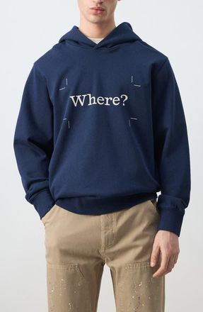 Mango x Fantastic Man Where? Graphic Hoodie in Ink Blue at Nordstrom, Size X-Large