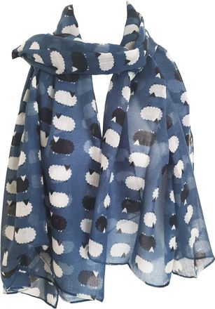 GlamLondon Womens Sketch Sheep Printed Scarf (ZZA-MEADOW Navy)