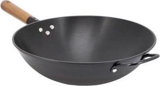 Gibson Home Welton 13.5 Inch Carbon Steel Wok with Wood Handle in Black at Nordstrom