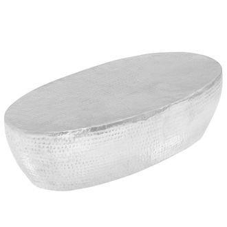 Berkfield Home Coffee Table Hammered Silver 100x50x28 cm Aluminium | Size: 100 x 50 x 28 cm