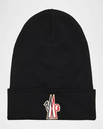 Moncler Men & apos;s Wool Logo-Patch Beanie