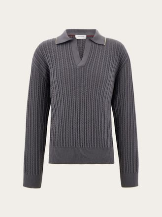 Ferragamo Men Knitted polo top Grey