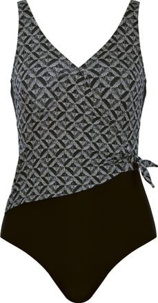 Naturana Badeanzug NATURANA Beautiful Beaches, Damen, Gr. 42, Cup D, schwarz (schwarz gemustert), Elasthan, Polyamid, gemustert, unifarben, Badeanz&uuml;ge Badeanzu