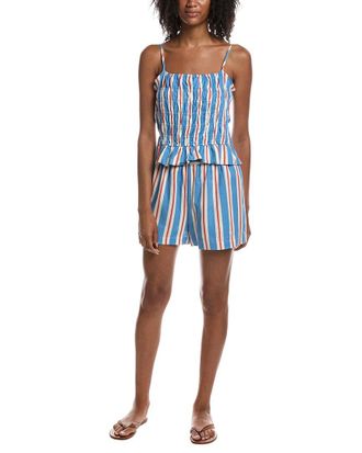 Current Elliott 2Pc Linen-Blend Spaghetti Strap Peplum Top & Short Set