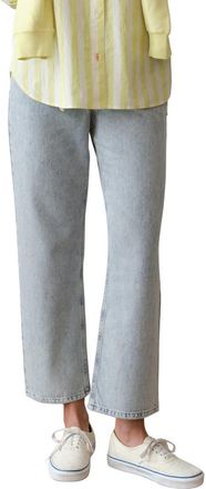 Marine Layer Ella Ankle Straight Leg Drawstring Pants in Light Wash at Nordstrom, Size X-Small
