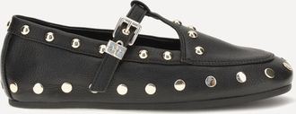 Ganni Mary Jenny studded Ballerinas in pebbled leather Female 36