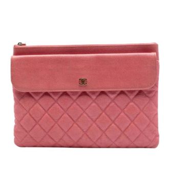 Chanel Pre-owned Clutches, female, Pink, Size: ONE SIZE Pre-owned Quilted Caviar Clutch