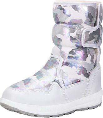 Generic Womens Snow Boots Warm Fur Lined with Mid Claf Shoes Fashion Chunky Heel Flat Waterproof Ankle Booties Lightweight Hiking Walking Comfortable Thermal 