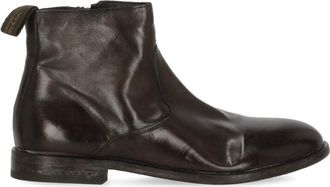 Moma Brown Caesar Vintage Zip Leather Ankle Boots