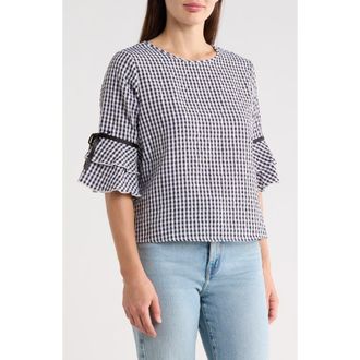 Forgotten Grace Seersucker Top in Black/White at Nordstrom Rack, Size X-Large