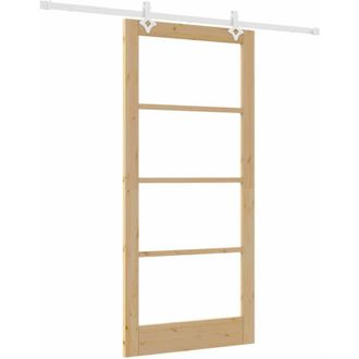 vidaXL Puerta Corrediza Manual Marr&oacute;n 93 X 202 Cm Madera Y Metal Vidaxl